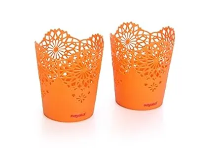 Nayasa Lacy 2 Piece Plastic Tall Basket Set Orange