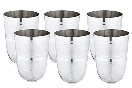 Neelam Stainless Steel 7 18G Diamond Glass New Juicy 300 ml Silver Set of 6