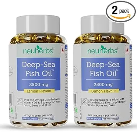 Neuherbs Deep Sea Omega 3 Fish Oil Omega 3 Supplement Triple Strength 2500 Mg Essential Fatty Acid Combination of 1486 mg 892 mg EPA and 594 mg DHA per serving 120 Softgel Count for Men and women