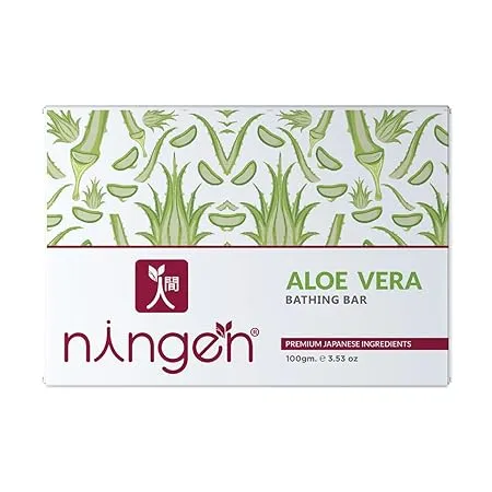 Ningen Aloe Vera Bathing Bar Soap I Handmade Natural Ingredients Paraben Free Irritation Free I Hydrates and Soothens Skin I 100g