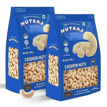 Nutraj 100 Pure Premium Whole Cashew Nuts W320 1kg 500g x 2 Nutritious Delicious Crunchy Kaju Rich in Magnesium Copper Phosphorus