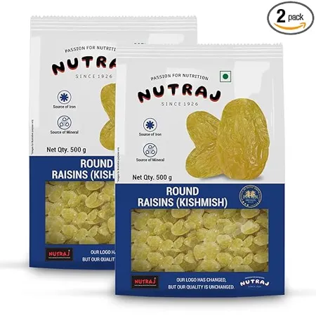 Nutraj Special Raisins Round 1 Kg 500 g X 2 Kishmish Rich in Iron Vitamin B Seedless Green Kishmish Healthy Snacks Dry Fruits Healthy and Tasty Snacks 