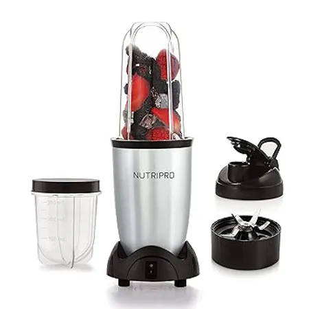 NutriPro Juicer Mixer Grinder Smoothie Maker 500 Watts 2 Jars Silver 
