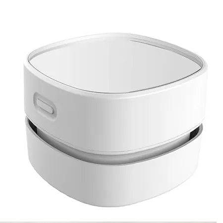 ODISTAR Desktop Vacuum Cleaner Mini Table Dust Sweeper Energy Saving With Auto Power Off Function High Endurance Upto 400Min Cordless 360 Rotatable Design For Keyboard Home Office White Disk 200ML