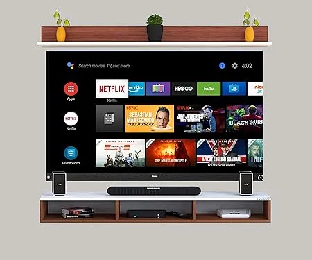 Odestar Jaxon Engineered Wood Wall Mounted TV Unit with TV Stand Unit Wall Shelf for Living Badroom Room Black White For 32 INCH Walnut and White 