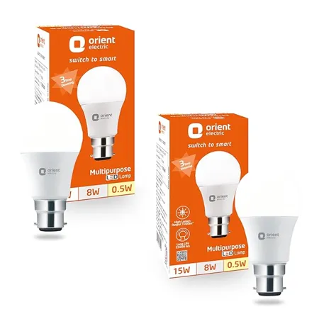 Orient Electric Multipurpose LED Bulb 15W multi wattage led light 15W 8W 0 5W with dimming feature Cool White 6500K B22d cap Pack of 2