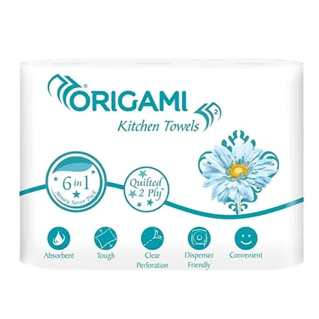 Origami 2 Ply Kitchen Tissue Paper Roll 6 in 1 60 Pulls Per Roll 360 Sheets 