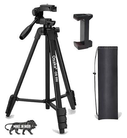 Osaka OS 550 Tripod 55 Inches 140 cm with Mobile Holder and Carry Case for Smartphone DSLR Camera Portable Lightweight Aluminium Tripod