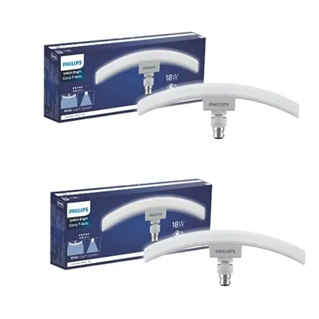 PHILIPS 18 Watts Stellar Bright Curvy LED T Bulb Base B22 Crystal White Pack of 2 