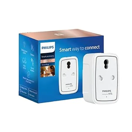 PHILIPS 6 16A Smart WiFi Plug Wiz Connected Voice Controlled Amazon Alexa Google Assistant Compatible Smart Plug with Energy Consumption Monitoring Pack of 1