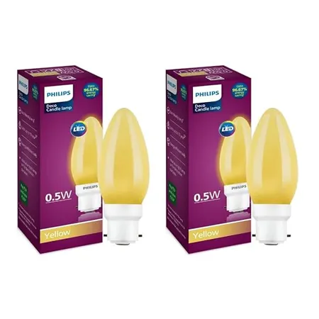 PHILIPS LED Deco Yellow 0 5W Glass Candle Pack of 2 
