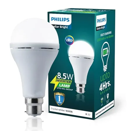PHILIPS Stellar Bright Rechargeable Emergency Inverter LED Bulb B22 8 5 Watt Crystal White Pack of 1 
