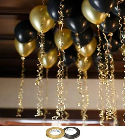 Party Paragon Metallic Balloons for Birthday Decoration 10inch Golden and Black Set of 50pcs