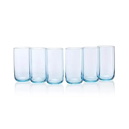 Pasabahce Iconic Glass from House of Pasabahce The Original Pasabahce from Turkey Blue Transparent Iconic Glasses 365 ml in Set of 6 Pcs Perfect fit for Water Juice 