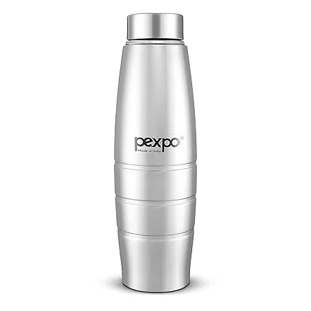 Pexpo Stainless Steel Fridge Water Bottle 1L Silver Duro Eco Friendly Water Bottle with 3X Powder Coating