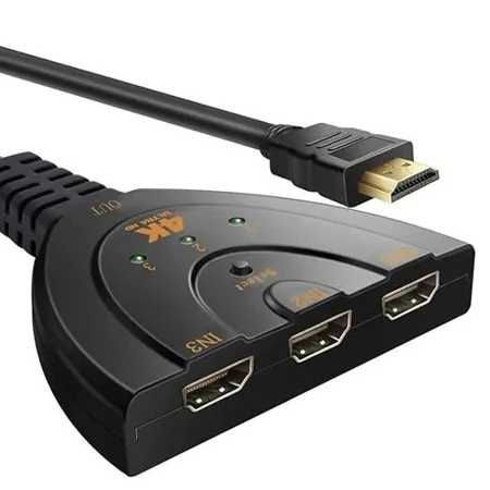 Pi PiPlus 3 Port HDMI 4 K 1 4V Version Switch with Pigtail Cable Compatible with Fire Stick Xbox One PS3 4 TV Black 