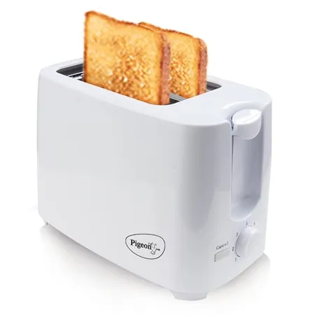 Pigeon 2 Slice Auto Pop up Toaster A Smart Bread Toaster for Your Home 750 Watt White 
