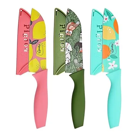 Pigeon by Stovekraft Edge Flora Stainless Steel Knife 3Pc Set Blue Green Orange 