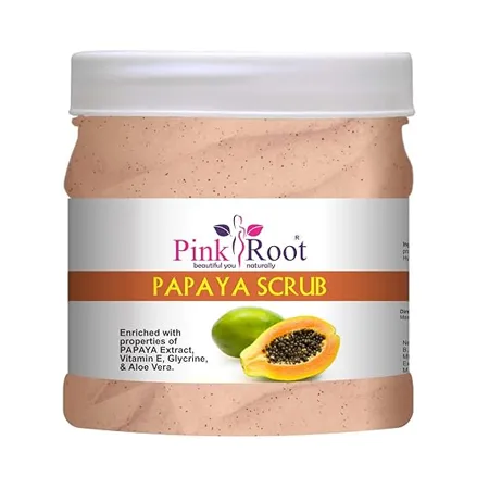 Pink Root Papaya Scrub Enriched with properties of PAPAYA Extract Vitamin E Glycrine Aloe Vera 500gm