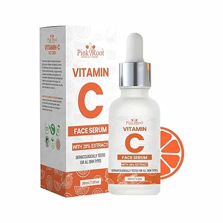 Pink Root Vitamin C Serum for Face with 20 Extract Dermatologically Tested for all Skin Types Vitamin C 30ml 