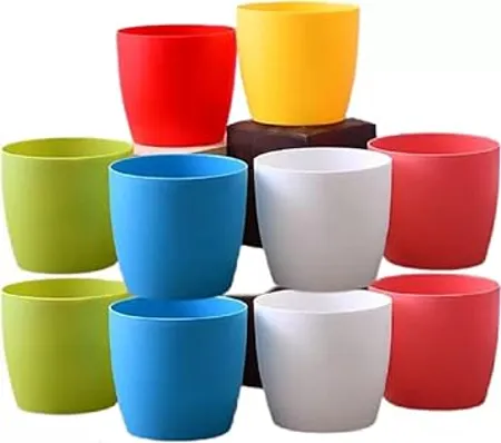 Plastic Cool Pot 5 INCHES 10 Pcs Garden Planters forHome Plant Container Set Drip Trays Pots Plastic Pots with Saucers Multic colorus