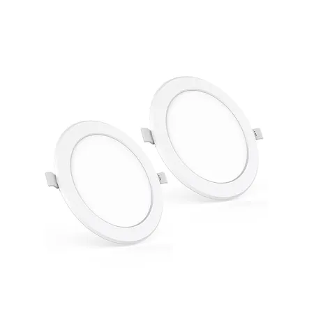 Polycab 12W LED Panel Light Scintillate Edge Slim Round Smart Offers Bright Lumination Long Lifespan No Harmful Radiation Warm White 3000K 2 PCS Cut Out 5 9 inches 