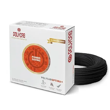 Polycab Optima Plus FR LF 1 SQ MM 90 Meters PVC Insulated Copper Wire Single Core Flexible House Cable for Domestic Industrial Connections Electric Wire Black 