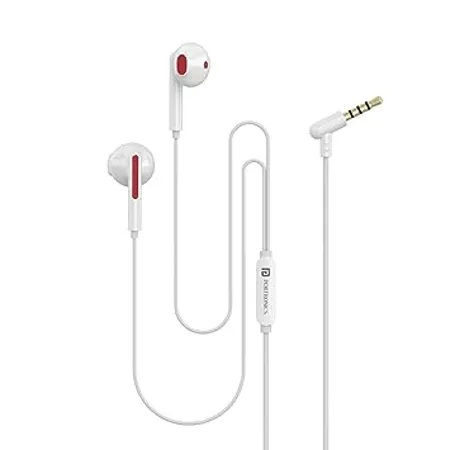 Portronics Conch 110 in Ear Wired Earphones with Mic Powerful Audio 3 5mm Jack Tangle Resistant 1 2M Cable Length Wide Compatibility Red 