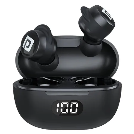 Portronics Harmonics Twins S5 Smart TWS Earbuds with LED Display 15Hrs Playtime Bluetooth 5 2 Music Game Modes Voice Assistant Black 