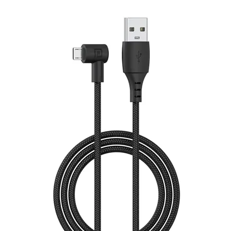 Portronics Konnect HD 3A Fast Charging Micro USB Cable with Fast Data Sync Tangle Resistance Nylon Braided 1 2 Meter Black 