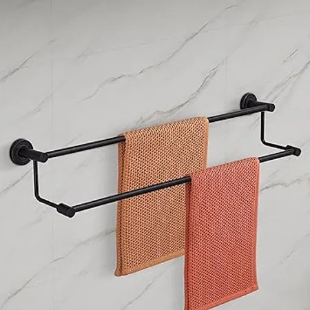 Primax Stainless Steel Towel Rod Towel Rack for Bathroom Towel Bar Hanger Stand Bathroom Accessories 24 Inch Black 