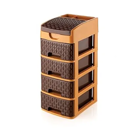 Primelife 4 Layer Multipurpose Drawer Plastic Modular Storage Organizer for Home Office Parlor School Doctors Home and Kids Brown 4xl Teblo 