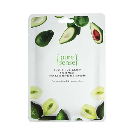 PureSense Anti Ageing Sheet Mask with Avocado Kakadu Plum 100 Ntural Organic For Nourished Deeply Hydrated Skin Makers of Parachute Advansed 15g