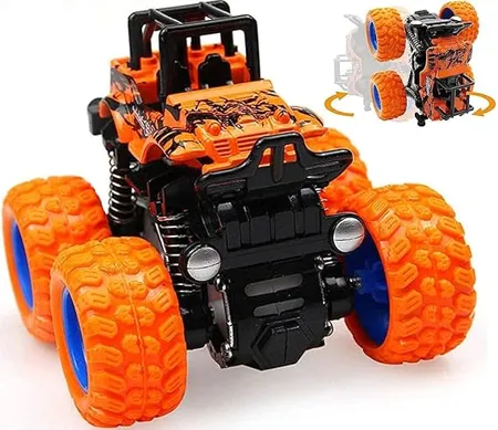QEXLE Big Size 4WD Monster Truck Cars Push and Go Toy Trucks Friction Powered Cars Truck 360 Degree Stunt 4wd Cars Push go Truck for Toddlers Kids Gift Medium 1 