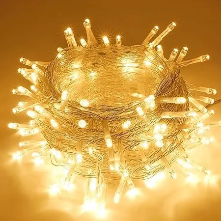 Quace 12 Meter Decorative 42 Warm White LED String Light Plug for Indoor Outdoor Decorations String Lights for DIY Party Home Decor Christmas Diwali