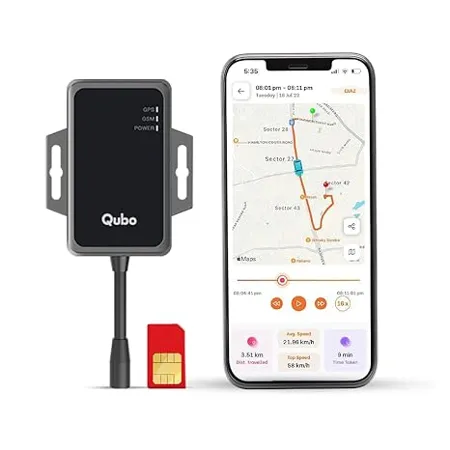 Qubo Wired Hidden GPS Tracker from Hero Group for Car AI Features on App Live Tracking Anti Theft Towing Alerts Accident Alerts SIM Data Installation Support Car Pro 3 Months Plan
