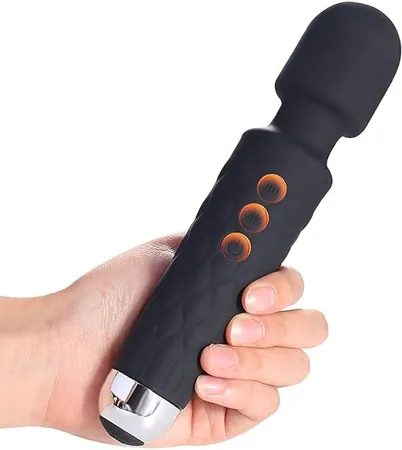 REIDEL Black Handheld Personal Body Massager Wand Massager for Woman and Men Bendable Neck Quiet Powerful Motor Portable Vibrator Waterproof Design