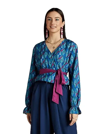 RIVER by Narendra Kumar Premium Designer Women s Geometric Print Top