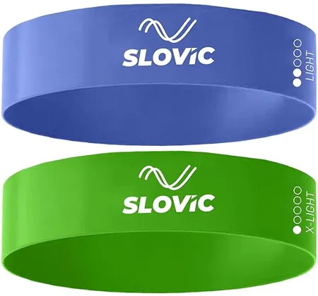 Resistance Loop Bands by Slovic 100 Natural Latex Exercise Bands with 1 Year Warranty Mini Resistance Loop Band for Full Body Exercises Light Set of 2 