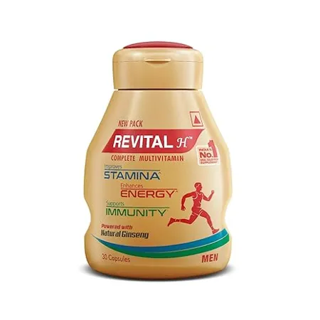 Revital H Multivitamin For Men 30 Capsules With Natural Ginseng Zinc 10 Vitamins 8 Minerals For Daily Energy Stamina Immunity