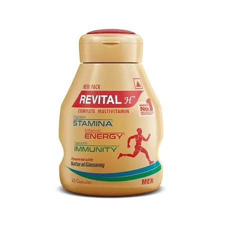 Revital H Multivitamin For Men 60 Capsules With Natural Ginseng Zinc 10 Vitamins 8 Minerals For Daily Energy Stamina Immunity