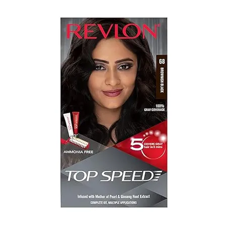 Revlon Top Speed Hair color Women Brownish Black 68 No ammonia With Ginseng Root Extract and Mother of Pearl