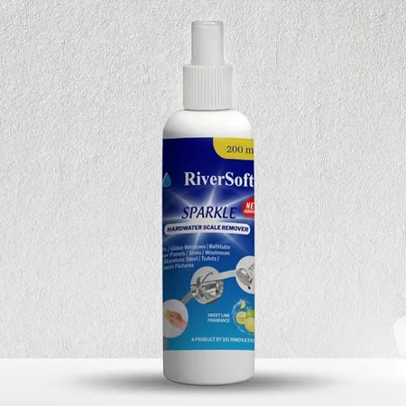 RiverSoft Sparkle Hardwater Scale Remover Liquid Spray for Faucets Glass widows Tiles Showers Bathroom Fixtures 200ML Pack of 1 