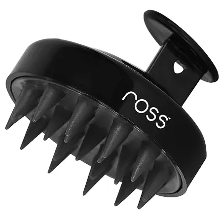 Ross Round Hair Scalp Manual Massager Shampoo Hair Brush Super Soft Bristles for Exfoliating Anti Dandruff Black 