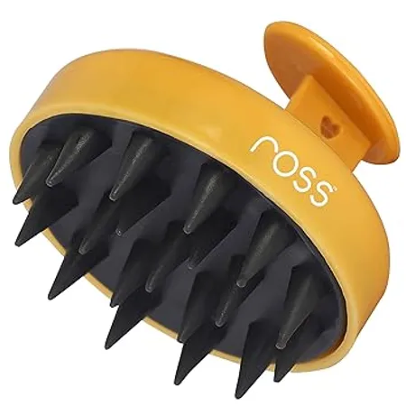Ross Round Hair Scalp Manual Massager Shampoo Hair Brush Super Soft Bristles for Exfoliating Anti Dandruff Gold 