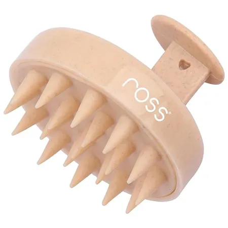 Ross Round Hair Scalp Manual Massager Shampoo Hair Brush Super Soft Bristles for Exfoliating Anti Dandruff Textured Beige 