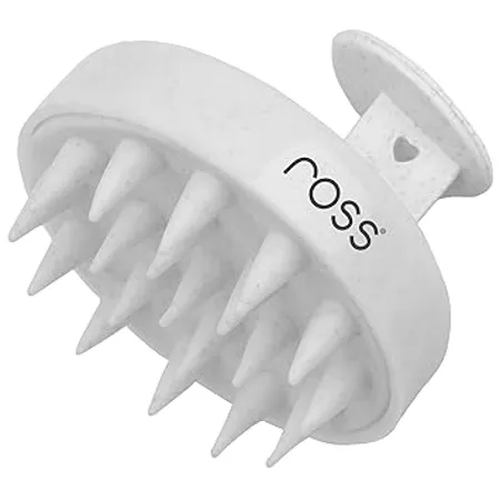Ross Round Hair Scalp Manual Massager Shampoo Hair Brush Super Soft Bristles for Exfoliating Anti Dandruff Textured White 