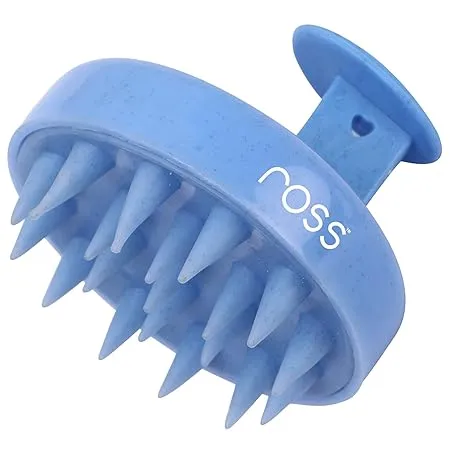 Ross Round Hair Scalp Massager Shampoo Hair Brush Super Soft Bristles Exfoliating Anti Dandruff Blue 