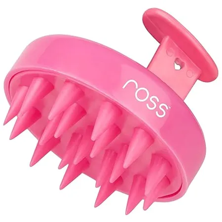 Ross Round Hair Scalp Massager Shampoo Hair Brush Super Soft Bristles Exfoliating Anti Dandruff Pink 