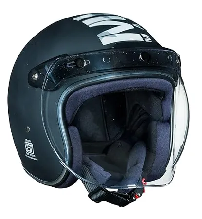 Royal Enfield Open Face Camo MLG Helmet with Bubble Visor Matt Black Size M 57 58cm 